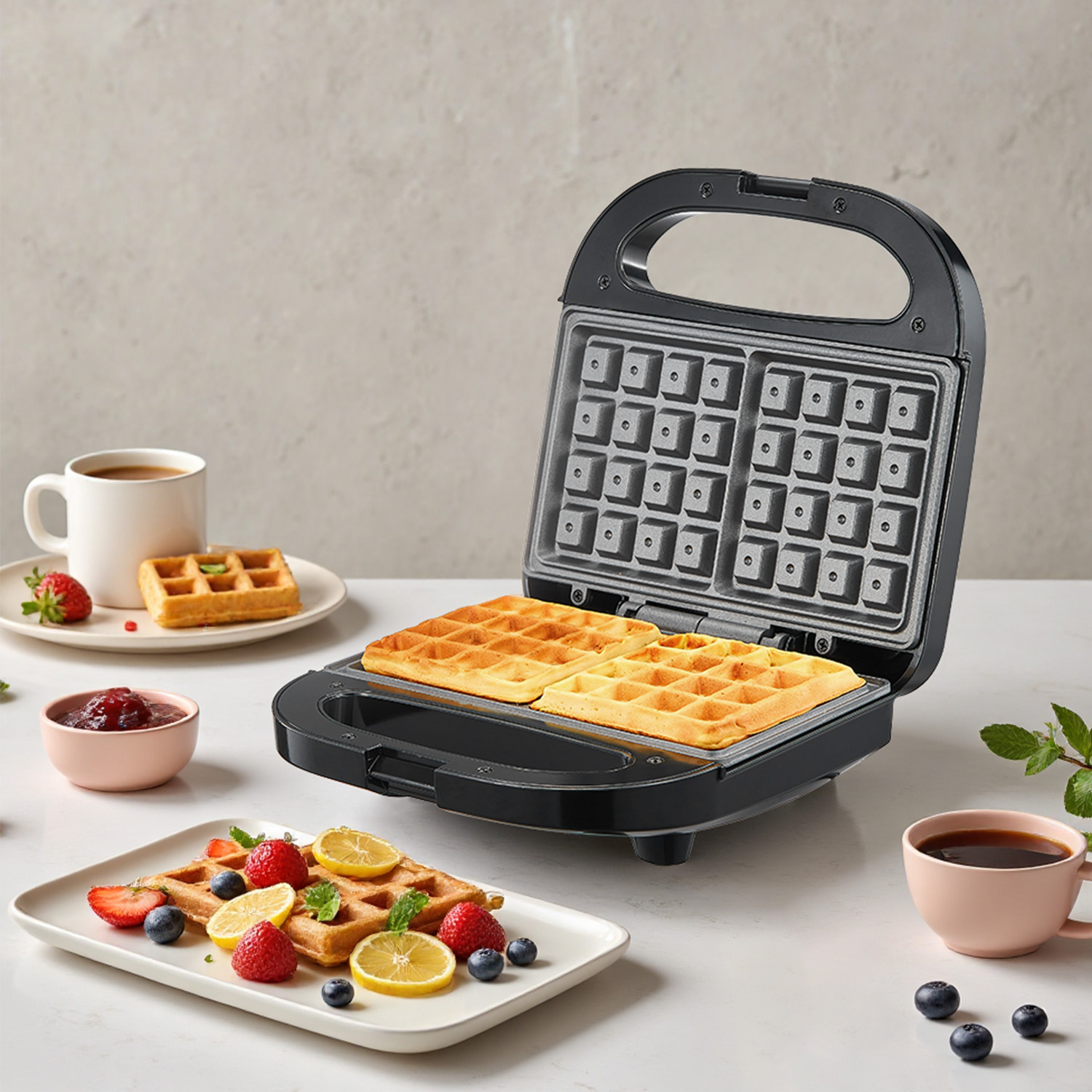 Waffle Cone Maker - Belgische wafelijzer voor 2 wafels, antiaanbakplaten,